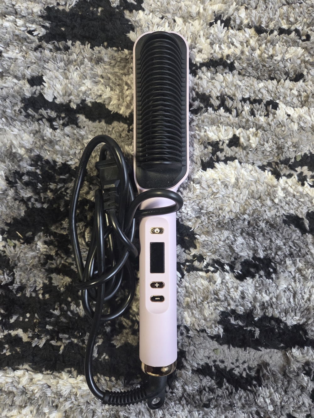 Purple Electric Hair Straightening Brush with Digital Controls